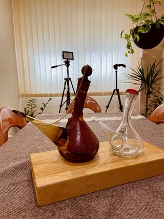 Lote de 2 porrones de cristal vintage Porrón