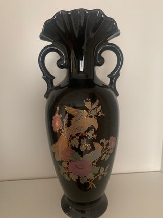 Juego 2 jarrones porcelana japonesa negros