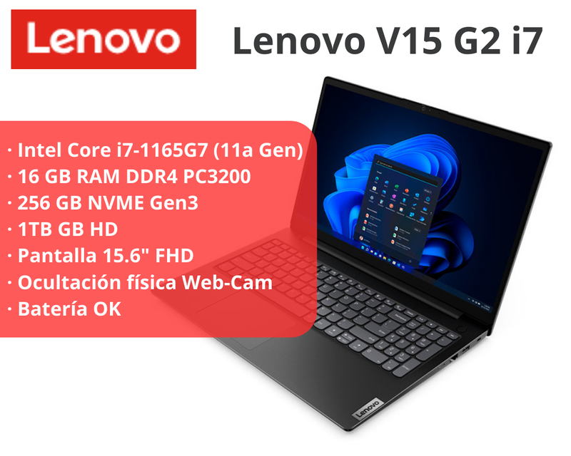 Portátil 15.6" Lenovo V15 G2 i7 11a 256GB+1TB+16GB