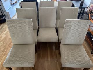 Juego 8 Sillas Comedor Tapizadas Madera