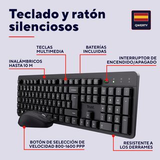 Trust Ymo II Pack Teclado y Ratón Inalámbrico QWER