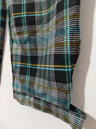 Pantaloni ampi a quadri con lino