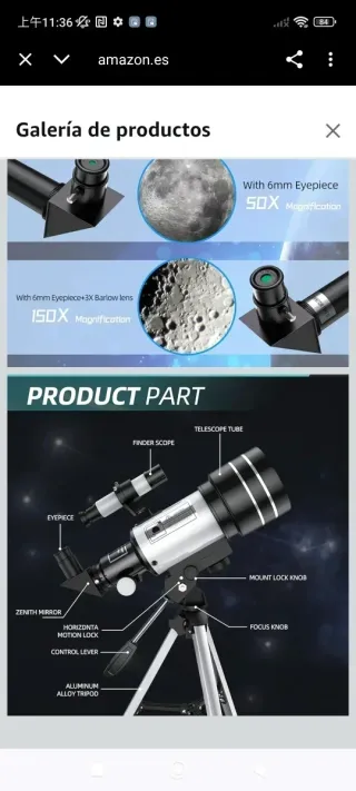 Telescopio para niños y Adultos, diámetro de Lente