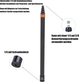 Palo Selfie Fibra Carbono Telescópico 3m