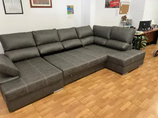Sofá Rinconera Italiano Gris Piel Sintética