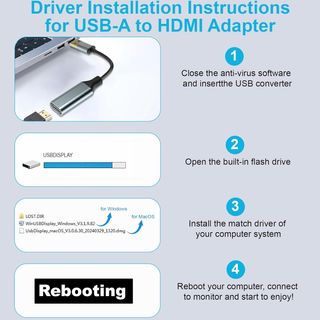 Adaptador USB a HDMI para monitor, convertidor HDM
