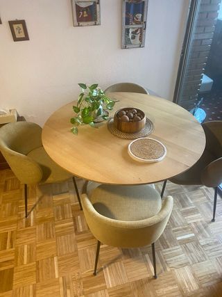 Mesa redonda madera natural
