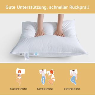 Homyrium Almohada de Plumón 40x80 Almohada Plumas