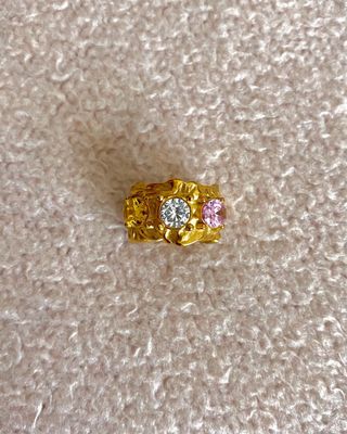 Anillo Dorado Acero Inox. con Piedras Multicolor