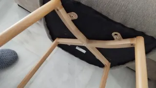 Silla tapizada gris/beige