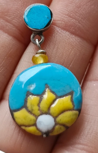 Orecchini vintage 925 smalto fiore