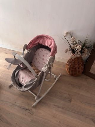 Hamaca para bebé rosa y gris