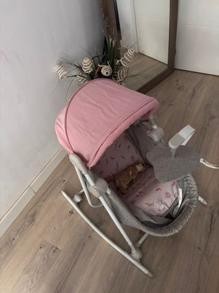 Hamaca para bebé rosa y gris