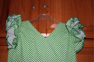 Traje de Flamenca Niña Verde Lunares Talla 10