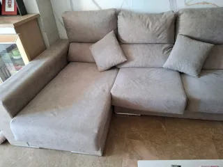 Sofá Chaise Longue Beige/Gris