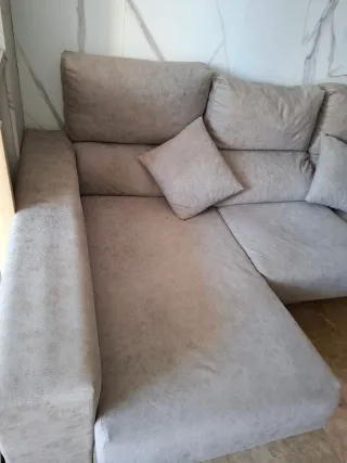 Sofá Chaise Longue Beige/Gris