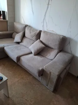 Sofá Chaise Longue Beige/Gris