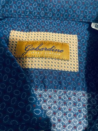 Camisa Gabardine Hombre Azul y Beige