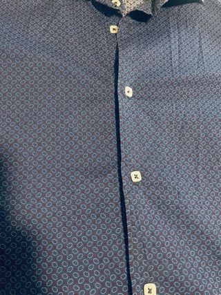 Camisa Gabardine Hombre Azul y Beige