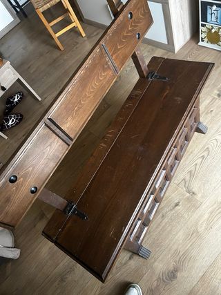 Banco baúl madera maciza con respaldo