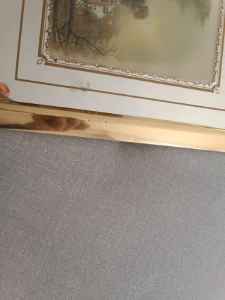 Conjunto 2 cuadros marco dorado