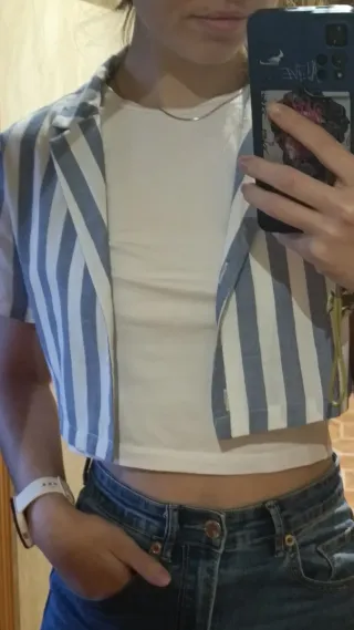 Camisa Rayas Azul y Blanca 100% Algodón