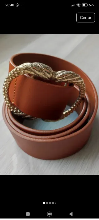 Cinturón Sezane Piel Hebilla Dorada