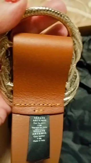 Cinturón Sezane Piel Hebilla Dorada