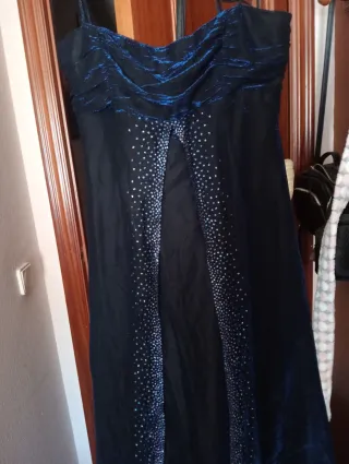 Vestido fiesta azul noche pedrería