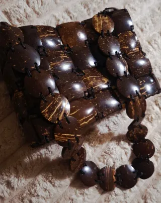 Borsa tracolla legno a quadretti