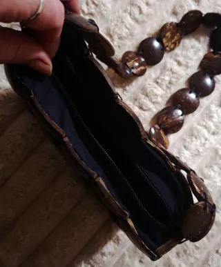 Borsa tracolla legno a quadretti