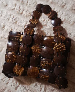 Borsa tracolla legno a quadretti