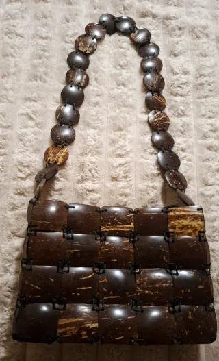 Borsa tracolla legno a quadretti