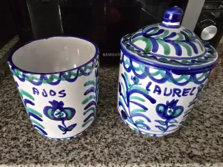Tarros de cocina decorados Ajos y Laurel