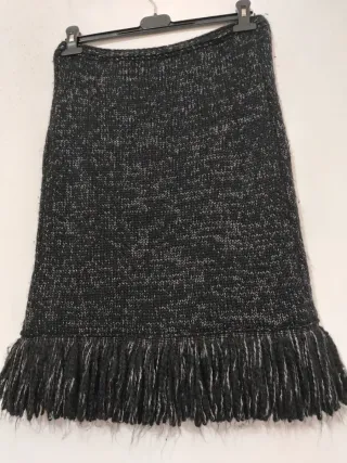Gonna lana frange nera bianca  L