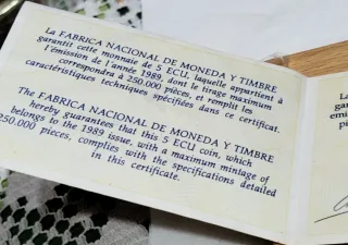 Moneda 5 ECU Plata 1989