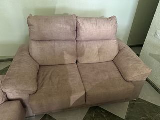 Sofás de tela rosa/beige