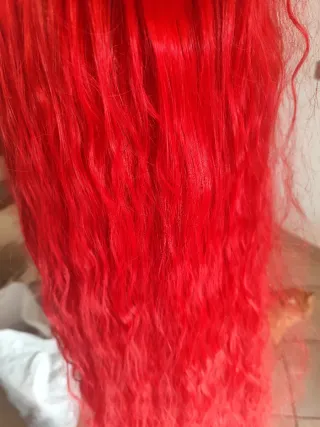 Parrucca lunga rossa 100 cm