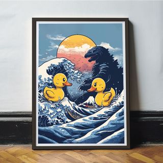 Godzilla & Ducks poster/cuadro