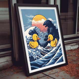 Godzilla & Ducks poster/cuadro
