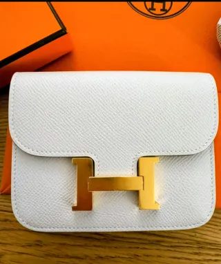 Bolso Hermès Blanco con herrajes dorados