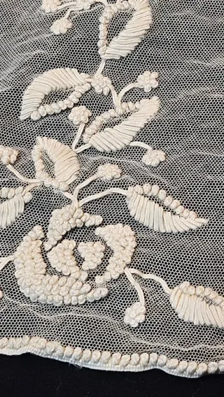 Encaje antiguo Francia 1900 bordado tul