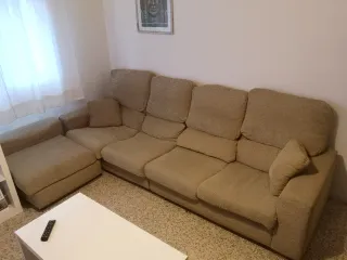 Sofá chaise longue beige tela