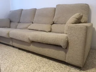 Sofá chaise longue beige tela