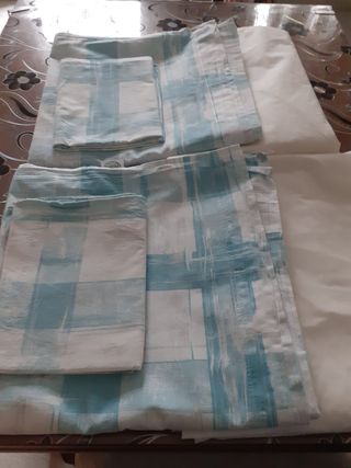 Coppia Lenzuola Singole Fantasia Blu/Bianco