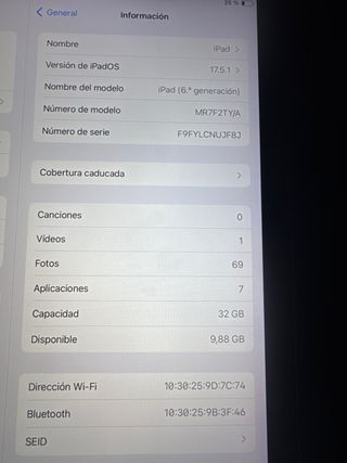 Ipad 17.5.1 6a generacion año 2019