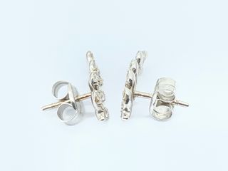 Pendientes Oro Blanco 18K Hojas Diamantes