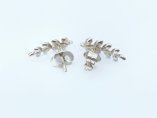 Pendientes Oro Blanco 18K Hojas Diamantes