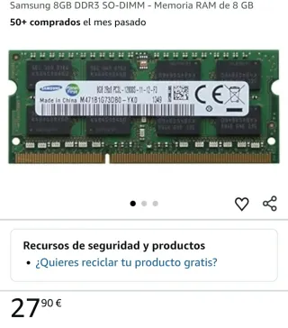 Samsung 8GB DDR3 SO-DIMM Memoria RAM