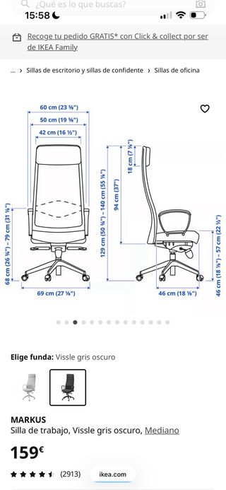 Silla Oficina Ikea MARKUS Negra